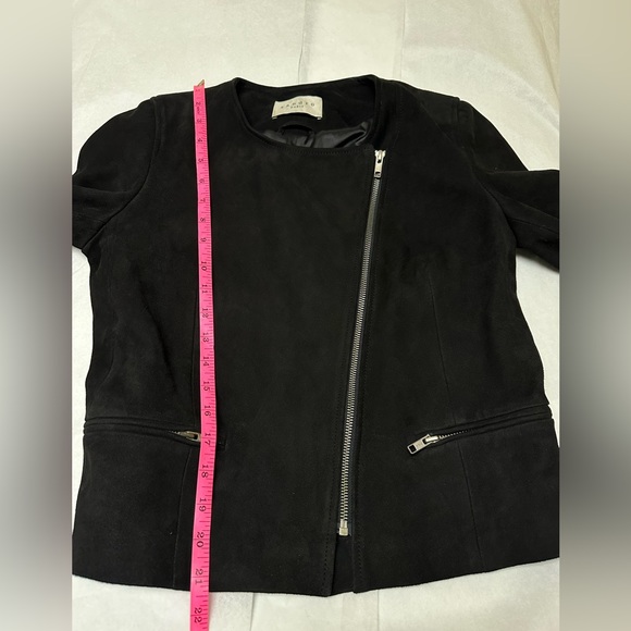 Sandro Paris Jacket Women’s Small 1 Suede Goat Leather Black Asymmetrical Zip🐝 - Picture 4 of 10
